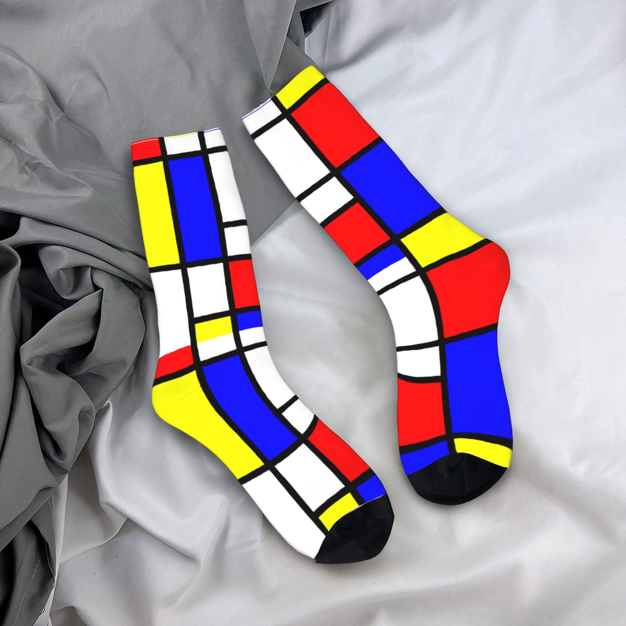 Mens Fashion Modern - Custom Geometric Modern Mondrian Dress Socks