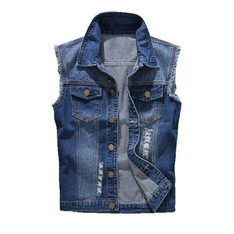 Men'S Fashion Vest With Jeans - New Fashion Men Ripped Denim Vests