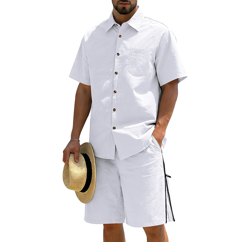 Linen Shirt Summer - Men's Casual Cotton Linen 2 Piece