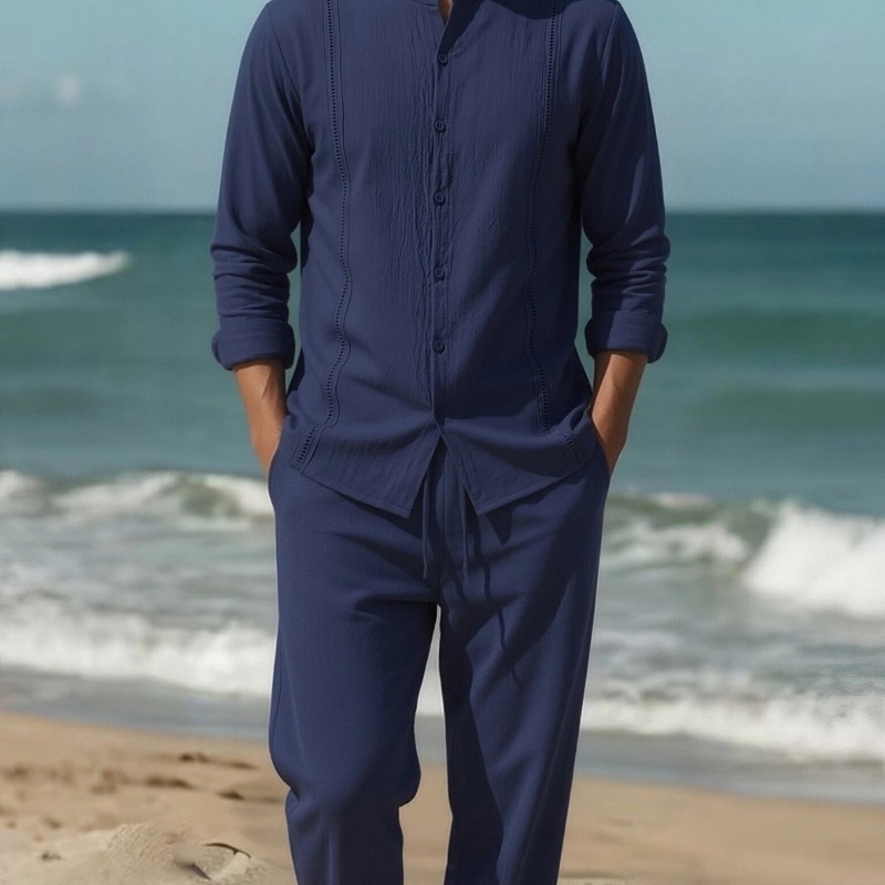 Linen Shirt Summer - Men's Cotton Linen Stand Collar Shirt