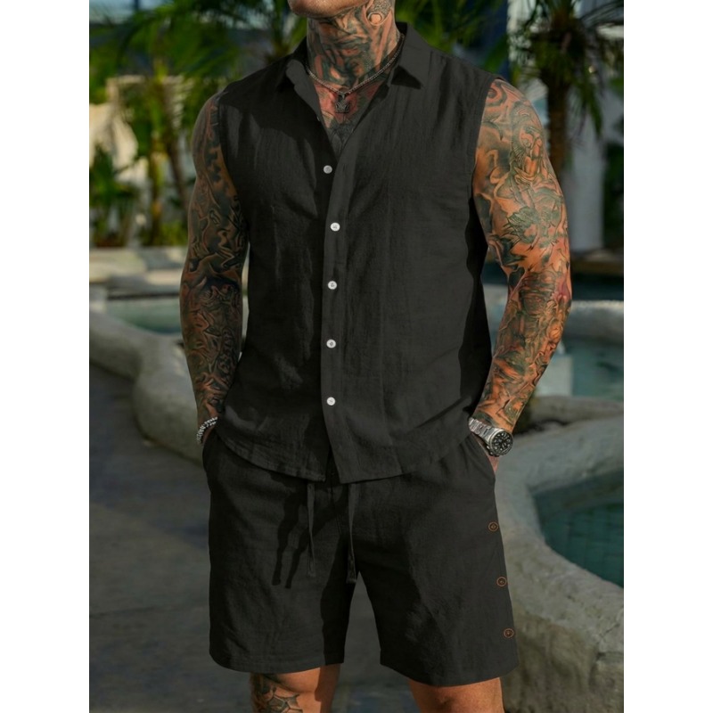 Men's 2 Piece Linen Textured S – Linen Shirt Summer Bewertung und Preis