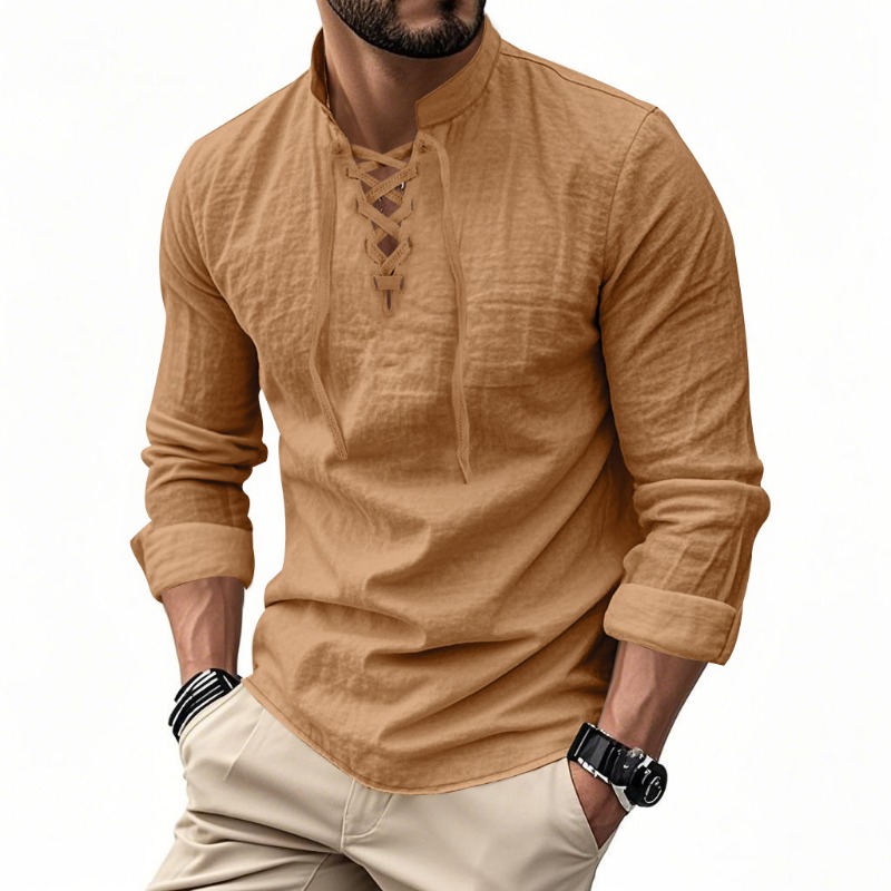 Men's Solid Color Linen Stand  – Linen Shirt Summer Bewertung und Preis