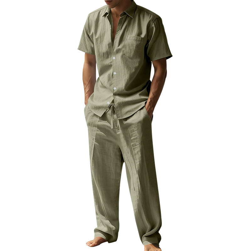 Summer linen lapel short-sleev – Linen Shirt Summer Bewertung und Preis