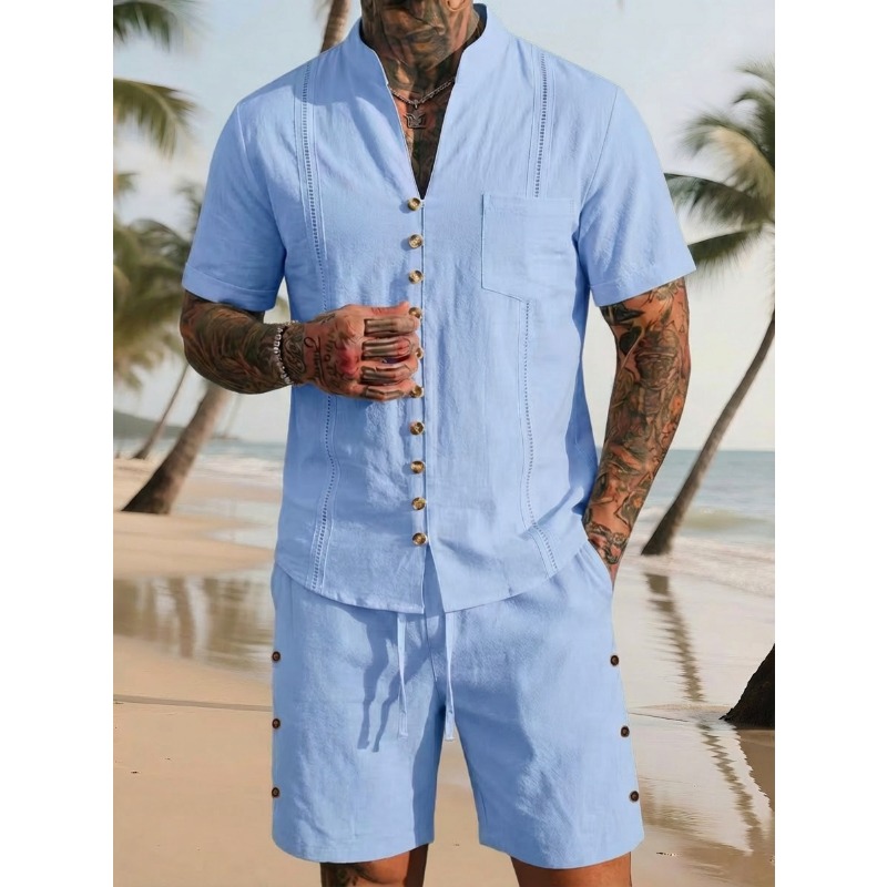 Men's Linen 2 Piece Outfits St – Linen Shirt Summer Bewertung und Preis