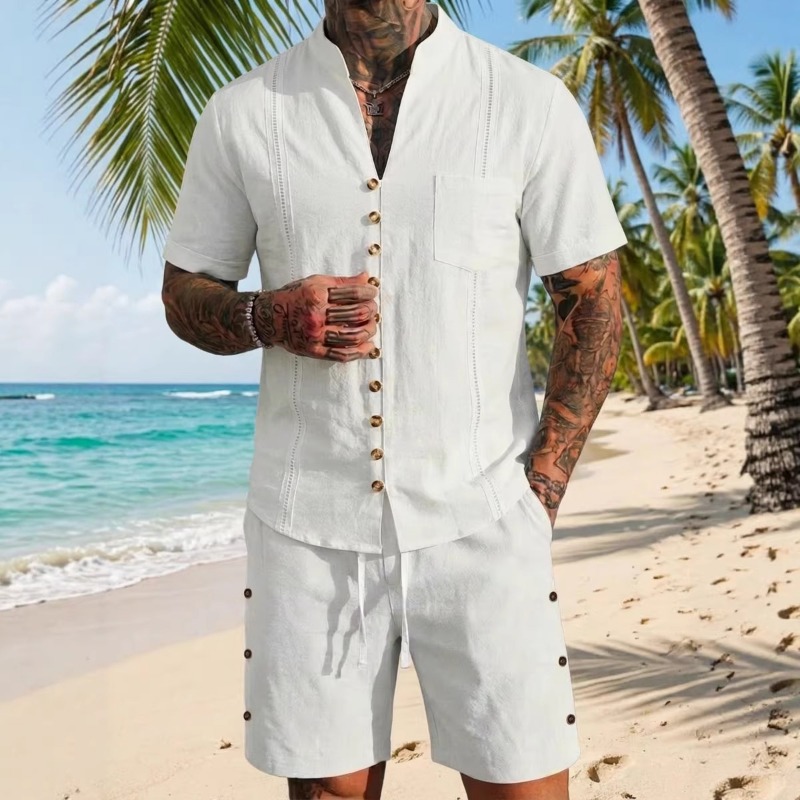 Men's Linen 2 Piece Outfits St – Linen Shirt Summer Bewertung und Preis