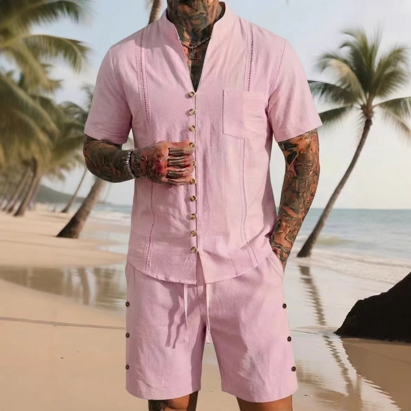 Men's Linen 2 Piece Outfits St – Linen Shirt Summer Bewertung und Preis