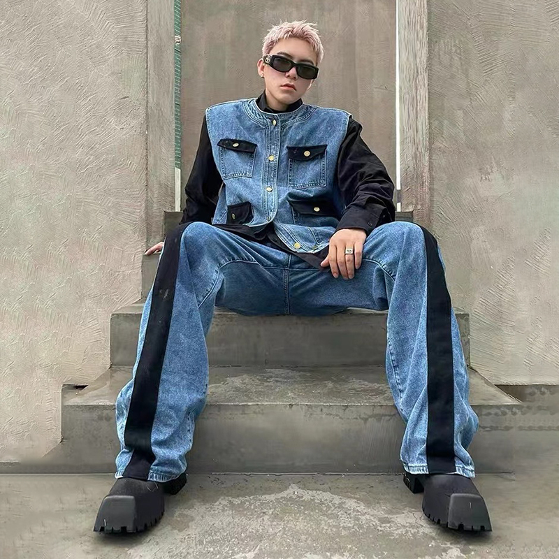 WTHT Vintage Men's Suit Patchw – Men'S Fashion Vest With Jeans Bewertung und Preis