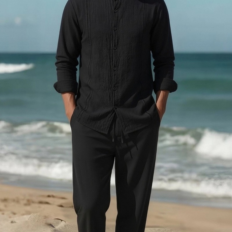 Men's Cotton Linen Stand Colla – Linen Shirt Summer Bewertung und Preis