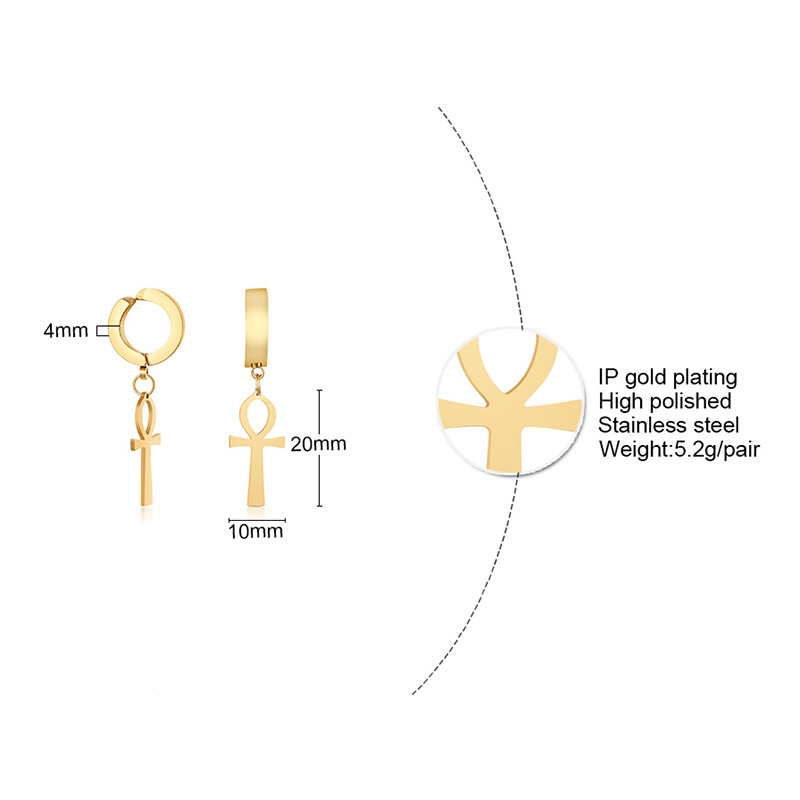 Gold Color Ankh Cross Earrings – Men Fashion Egypt Bewertung und Preis