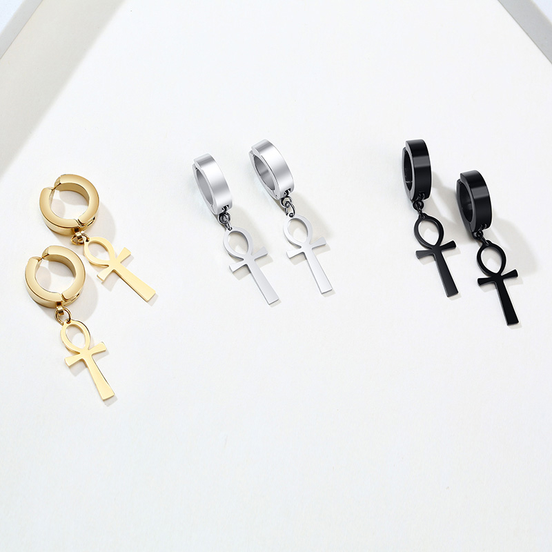 Gold Color Ankh Cross Earrings – Men Fashion Egypt Bewertung und Preis