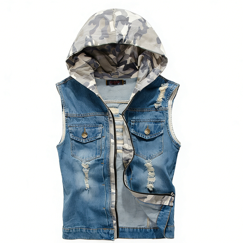 Spring Summer Mens Camo Hooded – Men'S Fashion Vest With Jeans Bewertung und Preis