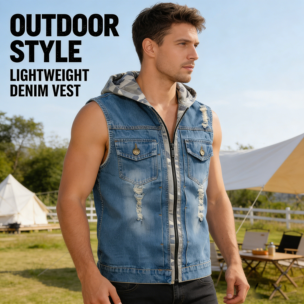Spring Summer Mens Camo Hooded – Men'S Fashion Vest With Jeans Bewertung und Preis